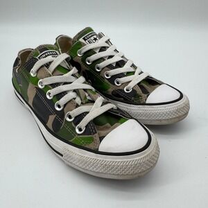 Converse Chuck Taylor M5.5 W7.5 Green Camo Low Top Army USA Military Skate Swan